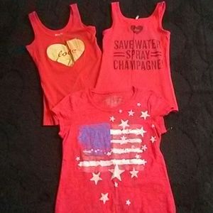 2 tank tops and one shirt All Red